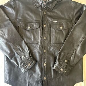 Harley Davidson Mens Black Genuine Leather Jacket Size Large